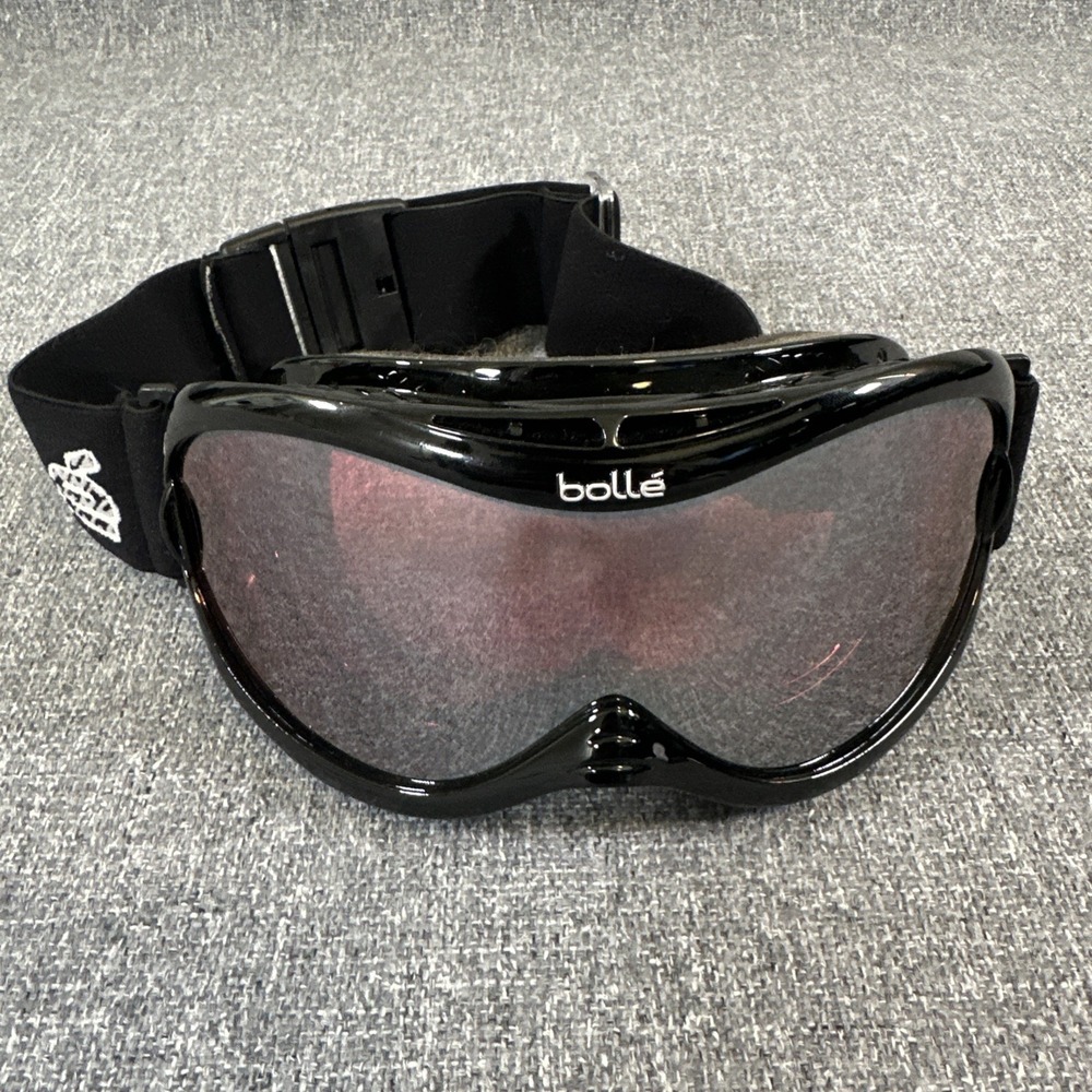 Bolle Ski Snowboard Goggles Black‎ Red Tint Lens Adjustable Strap Adult